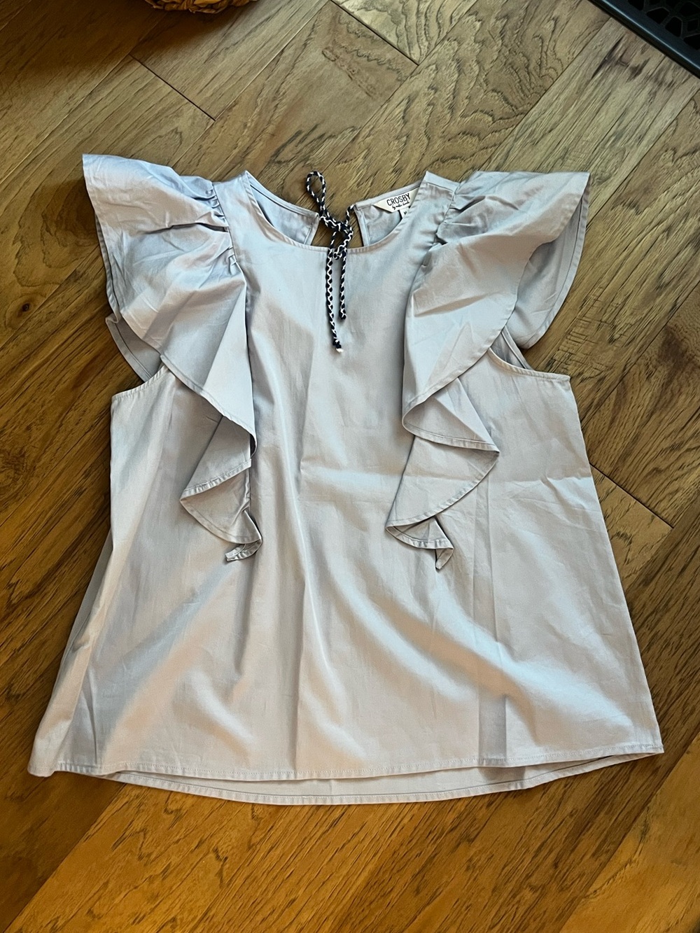 CROSBY by Mollie Burch Light Blue Ruffle Sleeve Blouse